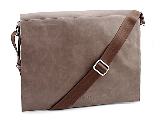Preisvergleich Produktbild Bovari echt Leder Messenger Bag Umhängetasche Schultertasche Laptoptasche Notebooktasche (bis 15,6 Zoll) Model Metz - coffee / braun - 39x31x9 cm - vintage style edition