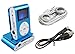Produktbild iPrime® Mini MP3 Player mit LCD bis 32 GB ohne Micro SD Karte mit Kopfhörer, eingebautem Akku und Befestigungsclip - Blau