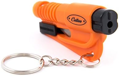 Practical Emergency Tools 3 in 1 – Single Piece – Fluorescent Orange – Save Yourself From Tricky Situations in the car. Make Noise Cut Out The Belt Smash The Disc. Help Yourself.
