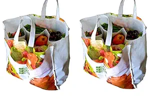 VITARA [ Pack of 2 ] Organics Eco Reusable Vegetable Bag with 6 Pockets for Purchase Vegetables, Provision and More