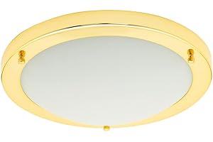 LITECRAFT Mari Ceiling Light Bathroom IP44 Rated Flush Mount - (Brass, Large, 28 Watt)
