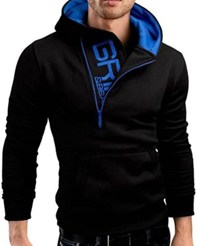 Zip Hooded Sweatshirt, iHee Mens' Long Sleeve Hoodie Tops Casual Jacket Coat Outwear (M, Black)