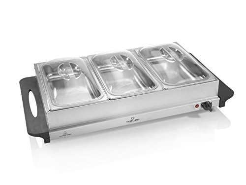 Buffet Wärmer 6L Speisewärmer Speisenwärmer warmhalte- Platte mit 3 Schalen a 2L