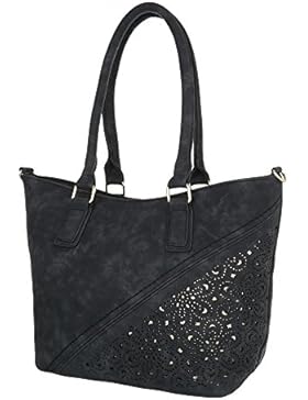 iTal-dEsiGn Damentasche Mittelgroße Schultertasche Handtasche Used Optik Kunstleder TA-C530