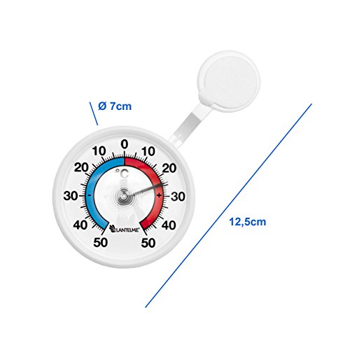 2 Stück Set Bimetall Analog Fenster , Außen , Klebe Thermometer . Fensterthermometer . Temperaturanzeige + / – 50 °C mit drehbarem Haltearm . Kunststoff Farbe weiss - 2