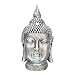 Produktbild dasmöbelwerk Großer Buddha Kopf Figur Feng Shui Deko Lotus Asia Skulptur FROSTSICHER Garten 6 Farben (60 cm MZ, Silber Antik)
