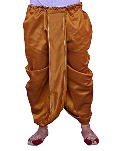Larwa Men's Dupion Dhoti (DMustard1_Brown)