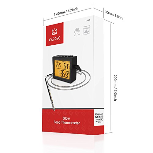 CAPPEC Präzises schnelles digitales Thermometer für Ofen Smoker Grill BBQ Räucherofen mit großem LCD Display und integrierter Alarm- und Stoppuhr-Funktion - 7