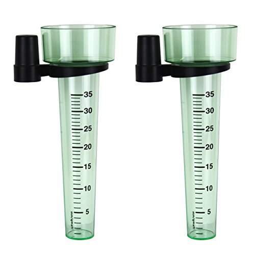 2 Stück Set Regenmesser Niederschlagsmesser mit Halter . Kunststoff Glas Farbe grün