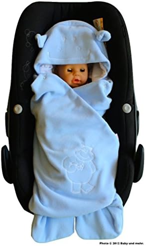 ByBoom® - Swaddling Wrap, Car Seat and Pram Blanket for Spring, Summer and Autumn/Fall, Universal for infant and child car seats eg; Maxi-Cosi, Britax, for a pushchair/stroller, buggy or baby bed, Color:Blue - Hippo
