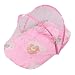 0-2 Years Baby Bed Mosquito Net, Portable Folding Travel Crib Bed Canopy Tent With Pillow,Mosquito Protection Breathable Cotton Baby Tent Beach Play Tent Mosquito Protection (Pink)