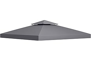 Outsunny Toit de Remplacement pour pavillon de Jardin Toile de Rechange pour pavillon tonnelle Tente 3 x 3 m Gris
