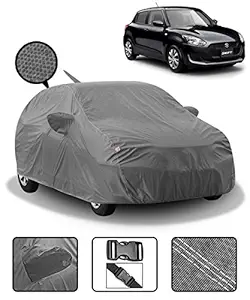 Fabtec Car Body Cover for Maruti Swift (2018-2020) with Mirror & Antenna Pockets (Heavy Duty, Full Sized, Triple Stitched, Grey)