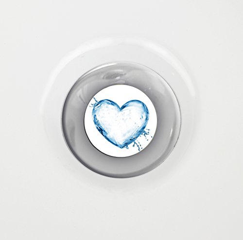 Wenko 21623500 Waschbeckenstöpsel Pluggy Water Heart Abfluss-Stopfen, für alle handelsüblichen Abflüsse, Kunststoff, Mehrfarbig, 3,9 x 3,9 x 6,5 cm - 3