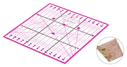 Guss & Mason Patchwork Lineal 15x15cm mit gratis Anti Rutsch Aufklebern. Transparentes Universal Lineal mit cm und Winkel-Maßen