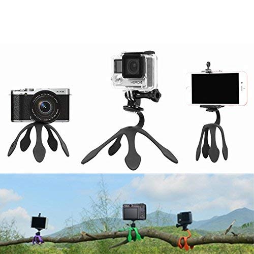 Trípode Flexible Pulpo Mini Trípode Móvil Teléfono Soporte Con Soporte para iPhone Camaras de Acción y Mòviles(Negro)