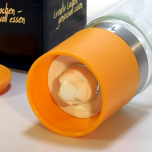 Pfeffermühle Salzmühle Gewürzmühle unbefüllt mit Keramik Mahlwerk in Geschenk Verpackung – 230ml – Höhe 20.5cm – orange - 3