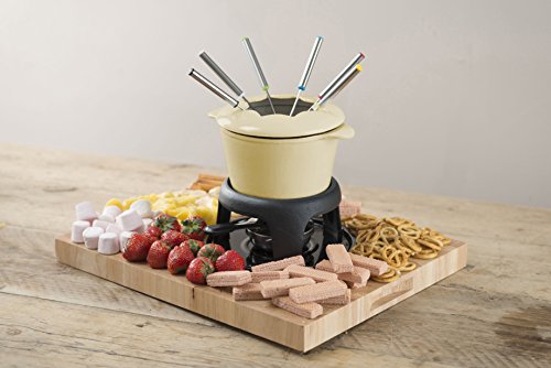 Kitchen Craft Emailliertes Fondue-Set aus Gusseisen mit 6 Gabeln, cremefarben - 5