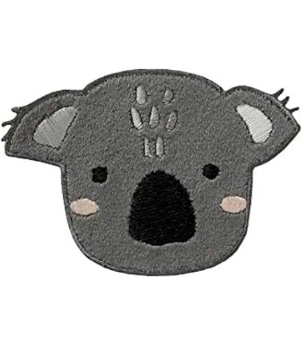 Mono-Quick Bügelbild Aufnäher Waschbär Grau – 6x5 Cm, Applikation Zum Aufbügeln Auf Kleidung