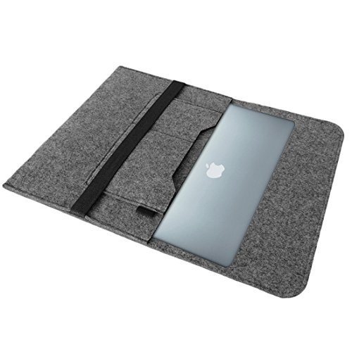 Notebook Tasche Sleeve Hülle für Apple Macbook Pro 15,6 Zoll Netbook Ultrabook Laptop Case aus strapazierfähigem Filz in Grau mit praktischen Innentaschen von NAUCI - 2
