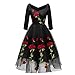 Produktbild  JUSTSELL Kleider für Damen Herbst,Frauen Rosenstickerei Kleider V-Ausschnitt Brautjungfer Hochzei Kleider Lange Ärmel Abendkleid Temperament Cocktailkleid