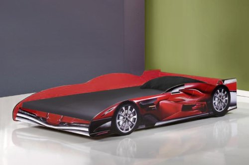 Jenson 3ft Single Childrens Red Racing Car Bed + Mattress