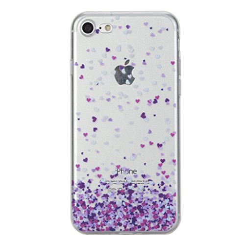 Funda iPhone 7 Silingsan Funda de Silicona TPU para iPhone 7 Carcasa Transparente Soft Clear Case Cover Funda Blanda Flexible Carcasa Delgado Ligero Caja Anti Rasgu  os Anti Choque con Dise  o Creativo - Lleno de Amor