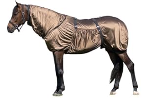 BRAMA WEST Brama-West Couverture anti-eczéma avec col pour chevaux - Couverture anti-insectes - Avec rabat ventral et sangles ventrales - Marron - Taille 105