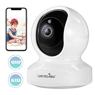 wansview Caméra IP, Wansview 1080P Caméra de Surveillance WiFi Intérieur avec Détection de Mouvement, Audio Bidirectionnel et Vision Nocturne pour Surveillance de Animal de Compagnie/Bébé - Q5 Blanche