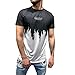 Produktbild Karinao Herren T-Shirt, Sport und Freizeit Leinen T-Shirt Schwarz Rundhals lose erhöhen T-Shirt schweißabsorbierend atmungsaktiv (2XL,Schwarz)