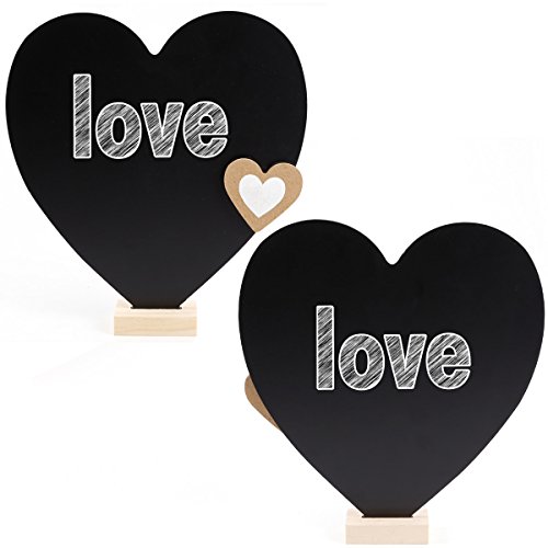 beschriftbar Memoboard Herz Tafel Memotafel Kreidetafel Standtafel Notiztafel Aufsteller stehend Dekoration Tischdeko 21cm - 3