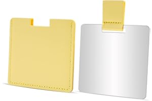 HUAKAILE Espejo compacto de acero inoxidable inastillable para bolsos, espejo irrompible de viaje con funda de piel sintética, espejo de afeitado de mano para acampar para mujeres y hombres, maquillaje, regalo