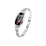 XYQS Bluetooth Smart Watch Herzfrequenz Monitor Schlaf Monitor Smart Armband Fitness Tracker Schrittzähler Drahtlose Wasserdichte Für Frauen Geschenk (Farbe : Silber)