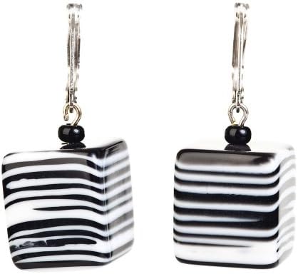 liquorice allsorts short cube earrings (black and white)