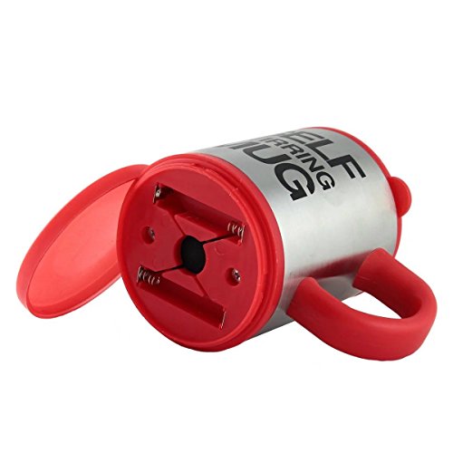 Golden King New Version Novelty Stainless Plain Automatical Electric Lazy Self Stirring Mug Thermal Office Travel Mug Beverage Drink Coffee Tea Cup Mixing Mug 400ml-Red - 2