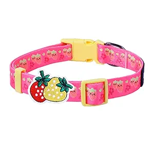 Cute Girl Dog Collar, Adjustable Puppy Dog Collars, Strawberry Pattern Personalized Dog Collar with Detachable Decor for Large Dogs Medium Dogs (Large, Strawberry)