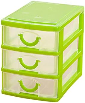 Uminilife NEW 2/3 Layers Mini Desktop Drawer Storage Box Sundries Case Small Objects Cosmetics Box Desktop Organizer (Three layer, Green)