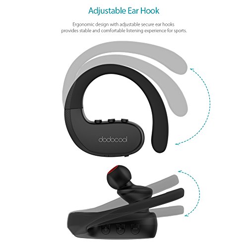 dodocool Auricolare Sportive In Ear Wireless Cuffie Stereo IPX5 Impermeabile con HD Mic CVC 6.0 Cancellazione al Rumore per iPhone/iPad/iPod/Samsung S8 e Le Compresse Smartphone piÃ¹ Popolari Nero