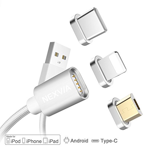 3 en 1 Multiple C  ble de Chargeur Magn  tique  NEXVIA 1M Magentic Multi Cable Charge et Synchro avec Adaptateur Lightning Micro USB Type C Connecteur