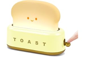 URAQT brödnattlampa, kan tidsinställas Söt rostat brödlampa, USB uppladdningsbar dimbar nattlampa för barn, sängbordsdekor i sovrummet, barnvänlig födelsedagspresent(Gul)