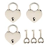 Imported Set of 3 Vintage Mini Heart Shape Padlock with Keys Suitcase Lock - Silver M RS.435 (68.00% Off) - Amazon