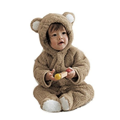 Arrowhunt Baby Toddler Winter Cute Bear Fleece Romper Brown