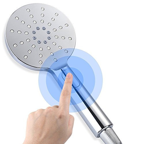 DSIKER® Wellness wasserspar Duschkopf, 3 verschiedenen Strahlfunktionen,Push-Control-Flow Control-Taste für einfache Einhandbedienung Wellnessbrause, Brausekopf, Brause, showerhead,Rainshower Regendusche Duschbrause Handbrause,3 Strahlarten,chrom - 4