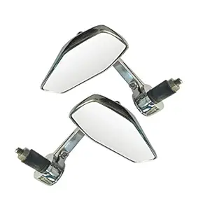 GOLSM Bike Handlebar Rear View Mirror Oval Shape End Adjustable Rotatable Handle bar Side Mirror Set of 2 PCs Chrome for Royal Enfield Classic 500