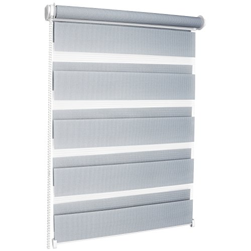 ROLLMAXXX Duo-rollo Doppelrollo Klemmfix ohne Bohren (130 x 150 cm, Hellgrau)