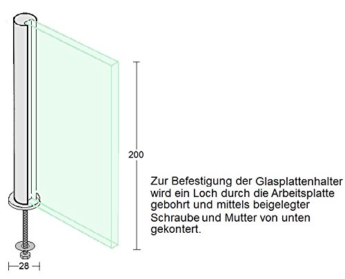 Spritzschutz Protect Herd Kochinsel Edelstahl mit Glasplatte 80cm Breite - 4
