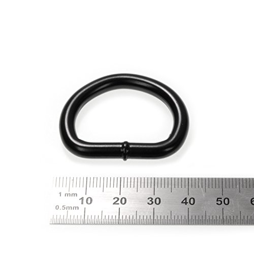 10er Set D Ring aus Edelstahl, Abmessungen 40mm x 32mm, Materialstärke 5mm, nichtrostend, Ideal in Verbindung mit Paracord 550 zu verarbeiten, geschweißter Stahl, Farbe matt schwarz, Marke Ganzoo - 3