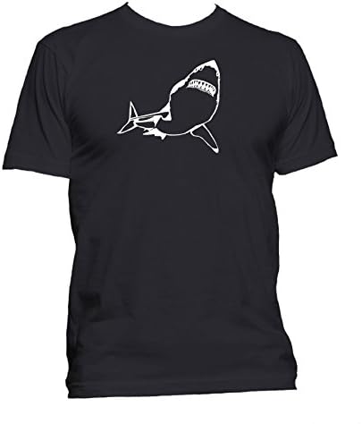 Great white shark. Animal. Ringspun Crewneck Mens T-shirt. Black Large