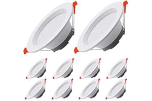 MODOAO LED Recessed Downlight IP65 Waterproof 5W 300lm Integrated Ultra Slim Down Lights LED Driver Included White Bezel (3000K Warm White) Outer Diameter:100 mm,Cut-Out Hole Size:65-80 mm