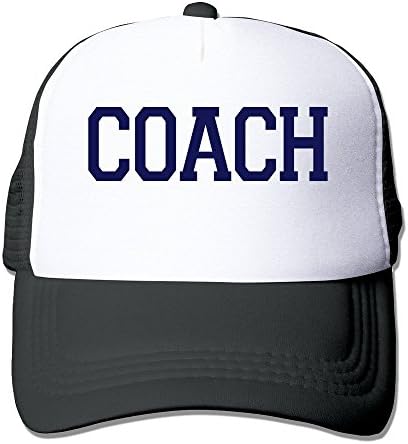 Custom Made Adult Unisex Blue Letters Coach 100% Nylon Mesh Caps One Size Fits Most Adjustable Caps Black
